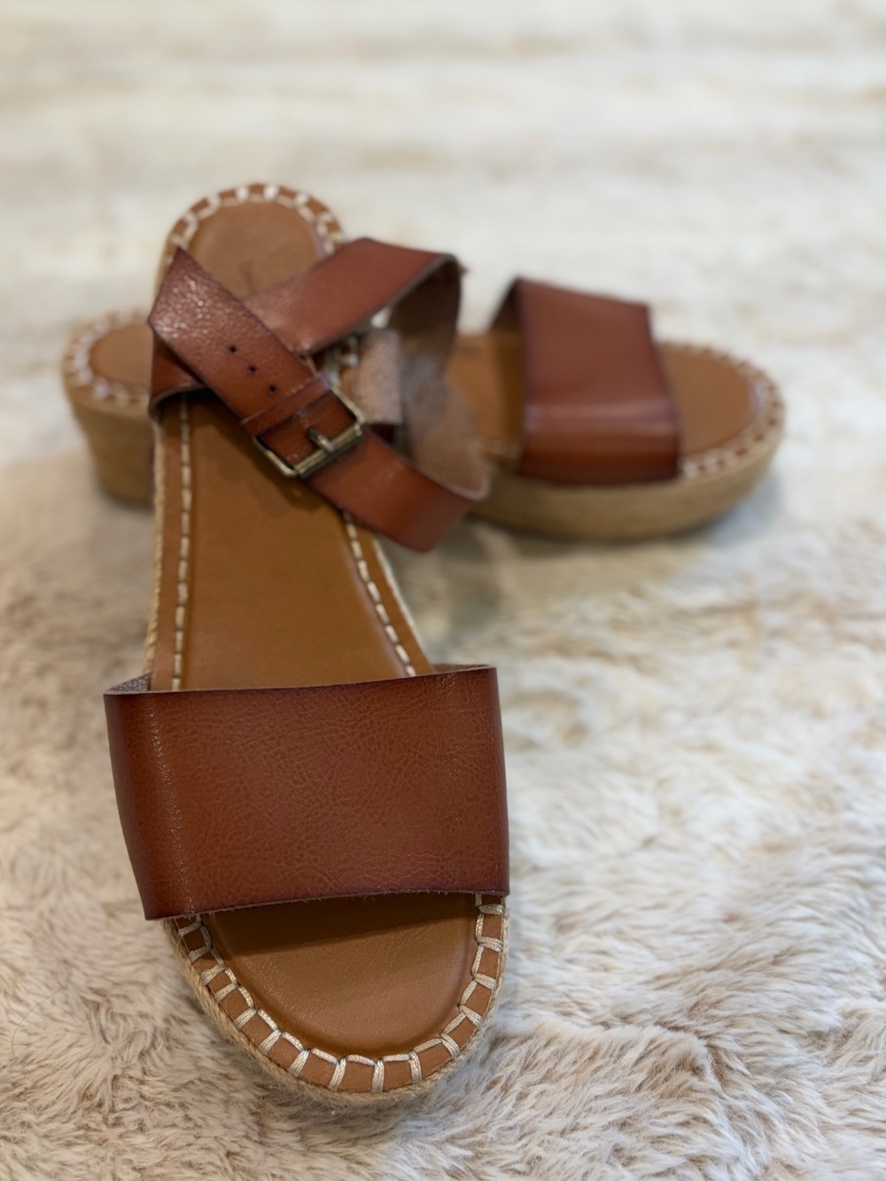 Universal Thread Tan Brown Espadrille wedge platform sandals 10